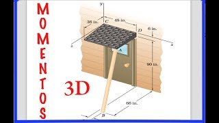 Estatica EJEMPLO DE MOMENTOS EN 3D Ejerciccio 324 Beer AND JHONSTON 9 edicion [upl. by Nylra]