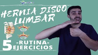 5 EJERCICIOS para HERNIA de DISCO LUMBAR o HERNIA DISCAL  Fisioterapia  Fisiolution [upl. by Lossa]