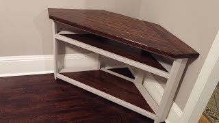 DIY Corner TV Stand  Farmhouse Style [upl. by Aerdnwahs360]