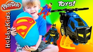 Giant SUPERMAN Surprise Egg Batman Toys  Superhero Surprise Eggs Imaginext Fun HobbyKidsVids [upl. by Osher]