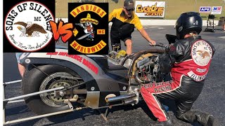 SONS OF SILENCE VS BANDIDOS MC IN NITRO HARLEY PRO FUEL DRAG BIKE RACE FULL MAN CUP EVENT [upl. by Copeland]