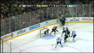 Milan Lucic hits Mark Stuart then Dustin Byfuglien drops Lucic DualFeed [upl. by Hackney749]