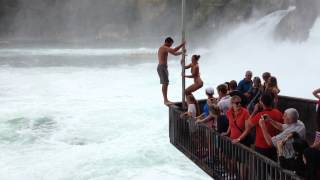 Sprung vom Känzeli Rheinfall Schaffhausen 082015 [upl. by Dorthy]