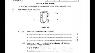 GCE Biology Paper 2 2020 question 1 [upl. by Enna]