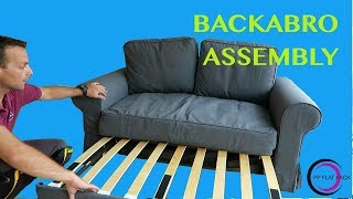 IKEA Two seat sofa bed assembly BACKABRO [upl. by Aleusnoc864]