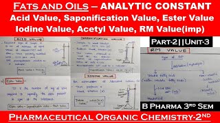 Fats and Oils  Analytic constant  part2  pharmaceutical organic chemistry 2  B pharma 3rd sem [upl. by Bonis]