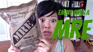 Emmy Eats an MRE  tasting a Meal Ready to Eat [upl. by Refitsirhc]