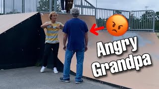 ANGRY GRANDPA TRIES TO FIGHT KIDS AT SKATEPARK [upl. by Dredi]