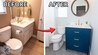 Easy Small Bathroom Remodel  DIY Makeover [upl. by Aerdma]