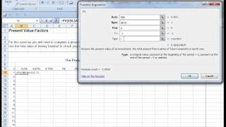 Excel PV Factor Table PV Function [upl. by Nnylhsa]