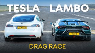 Lamborghini Huracan Performante v Tesla Model S Performance  DRAG RACE amp 01000 RACE [upl. by Ibmab949]