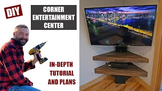 DIY Corner Entertainment Center  Floating Corner Shelves [upl. by Aronoh]