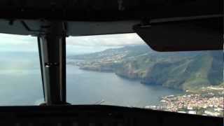 Landing in Madeira view from an Airbus 319 cockpit [upl. by Haiel]