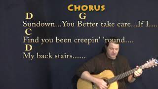 Sundown Gordon Lightfoot Strum Guitar Cover Lesson in D with ChordsLyrics [upl. by Yadrahc]