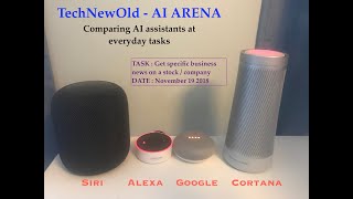 Siri vs Alexa vs Google vs Cortana  news question challenge TechNewOld  AI Arena 1 [upl. by Penn180]