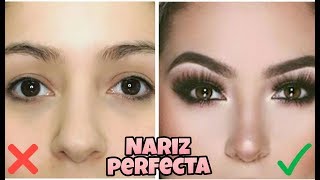 NARIZ PERFECTA EN MINUTOS  CIRUGÍA CON MAQUILLAJE  CONTORNO DE NARIZ PARA PRINCIPIANTES [upl. by Elyod642]