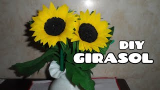 MANUALIDADES GIRASOL DE PAPEL CREPE  How to Make Paper Flower [upl. by Joby]