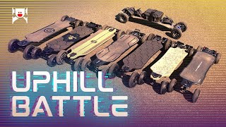 AllTerrain Electric Skateboards Uphill Comparison [upl. by Annavaj390]