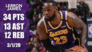 LeBron James records tripledouble in Lakers vs Pelicans  201920 NBA Highlights [upl. by Ivy]