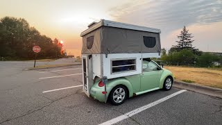 Camping in my Small Car for the First time  Overnight in Popup Tent [upl. by Anabelle]