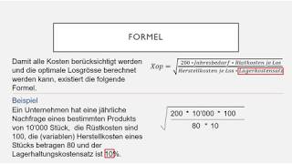 Optimale Losgrösse [upl. by Guzel829]