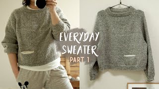 Knit your own Raglan Sweater PART 1│Everyday Sweater│Raglan sweater tutorial│For Beginners and You [upl. by Itsyrc]