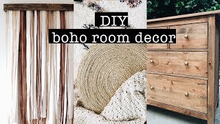 DIY BOHO ROOM DECOR on a budget  Bedroom Makeover PART 1 [upl. by Anaek]