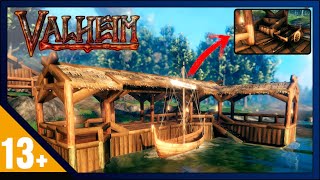 Valheim How To Build Small Dock  Seawall Port  Build Guide [upl. by Ponzo]