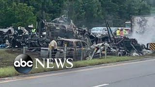 10 dead after 18car crash on Alabama highway [upl. by Einhpets]