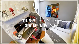 SMALL GAMING ROOM SETUP WITH BED  SMALL BEDROOM MAKEOVER GAMING AREA [upl. by Eniamrehc]