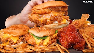 ASMR MUKBANG  KFC BURGERS 🍔 CHICKEN 🍗 FRENCH FRIES 🍟 EATING 햄버거 양념치킨 감자튀김 소스 퐁당 먹방 [upl. by Sumahs748]