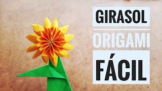 🌻 GIRASOL 🌻 de papel Origami FÁCIL ✅  PASO A PASO [upl. by Aram]