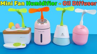 Mini Fan With Humidifier Night Led Light Oil Diffuser Mist Portable  Unboxing And Review [upl. by Asilak]