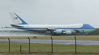 AIR FORCE ONE Departs Prestwick Airport July 2018  USAF Boeing VC25A  President Trump UK Visit [upl. by Aissatsana]