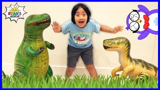 Ryan Pretend Play Dinosaur Hunt around the house [upl. by Agustin]