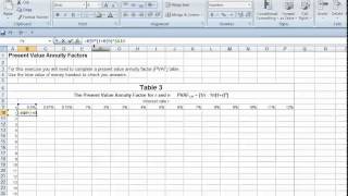 Excel PV Annuity Factor Table Formula [upl. by Pollerd]