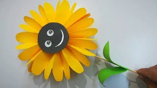 Flor de papel de girasol para niños  Origami  How to Make Sunflower Paper [upl. by Suirtimed]