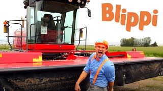 Blippi Explores A Swather  Construction Trucks For Kids  Tractors And Trucks For Children [upl. by Seravat]