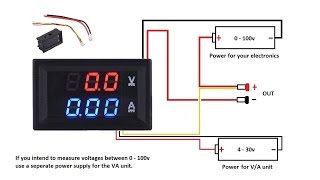 DC 100V 10A Voltmeter Ammeter Blue  Red LED Amp Dual Digital Volt MeterA meter [upl. by Eillim]