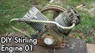 DIY Stirling Engine 01 Vtwin Air Compressor Conversion Evaluation [upl. by Paris]