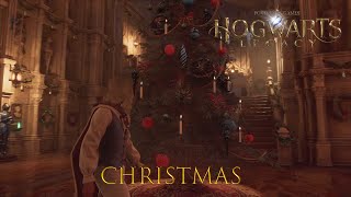 Christmas at Hogwarts amp Hogsmeade Tour in Hogwarts Legacy [upl. by Enyalaj]