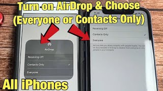 iPhones How to Turn on AirDrop amp Choose Everyone or Contacts Only [upl. by Slrahc]