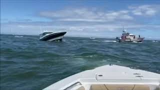 Boat sinking Barnegat inlet boat ran over north jetty at hightide [upl. by Notneiuq]