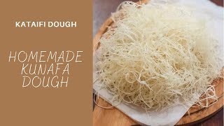 How To Make Kunafa Dough Homemade Kataifi Pastry  Shredded Phyllo Dough [upl. by Keven]