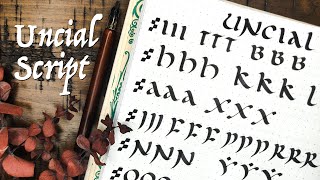 Uncial Calligraphy medieval script tutorial  history [upl. by Akirderf998]