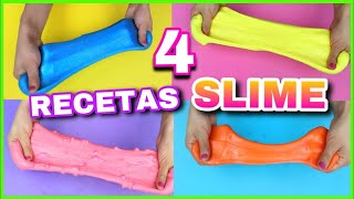 4 RECETAS PARA HACER SLIME  SLIME FÁCIL Y SIN BÓRAX  NatyGloss [upl. by Arhaz]