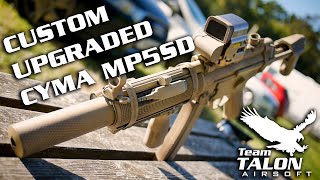 REVIEW HIGH SPEC UPGRADED Cyma MP5SD SD6 Blue Edition Airsoft [upl. by Fondea]