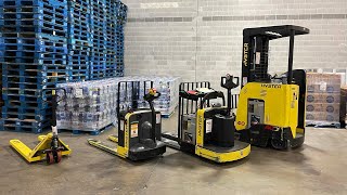 Warehouse Jacks and Forklifts We Use Hyster [upl. by Gerda]