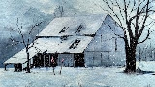 Snowy Winter Landscape with Watercolor Painting Tutorial for Beginners [upl. by Selij]