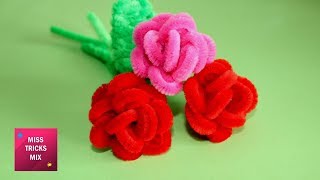 DIY  How to make a rose using pipe cleaner  Spring Crafts [upl. by Camfort]